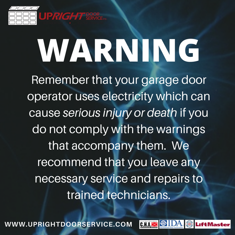 Garage Door Safety TIps - Electricity Warning, Durham Region ON